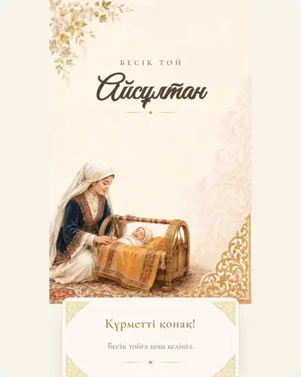 Шаблон приглашения на Бесік той — Besik Cradle Ivory