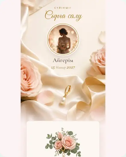 Шаблон приглашения на Сырға салу — Syrga Salu Blush Pearl