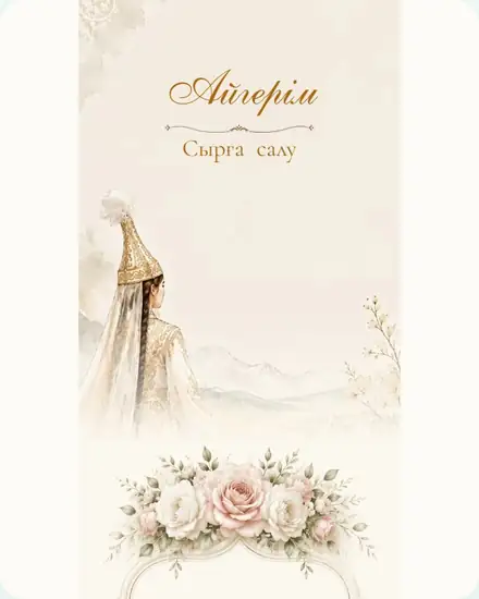 Шаблон приглашения на Сырға салу — Syrga Salu Saukele Cream