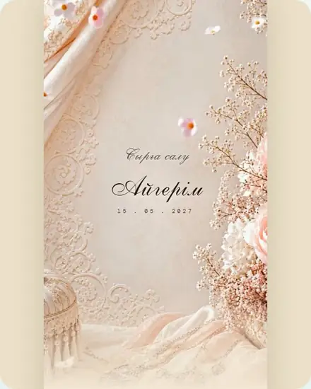 Шаблон приглашения на Сырға салу — Syrga Salu Lace Gold